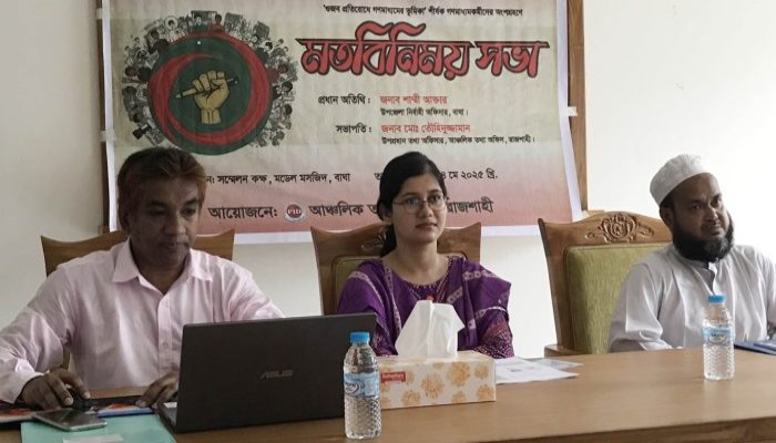 বাঘায় নারীদের প্রতি সহিংসতা প্রতিরোধে সভা অনুষ্ঠিত