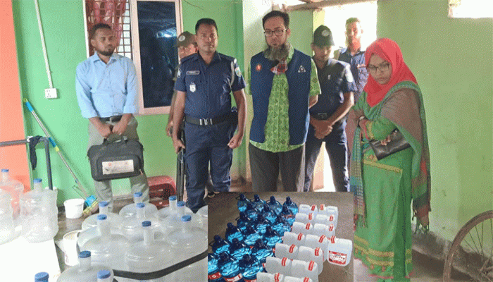 চারঘাটে নিম্নমানের ‘খাবার পানি ও ব্যাটারী পানি’ উৎপাদনকারীকে জরিমানা