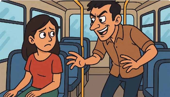 চলন্ত বাসে পুরুষাঙ্গ বার করে মহিলাকে চোখ মারল যুবক