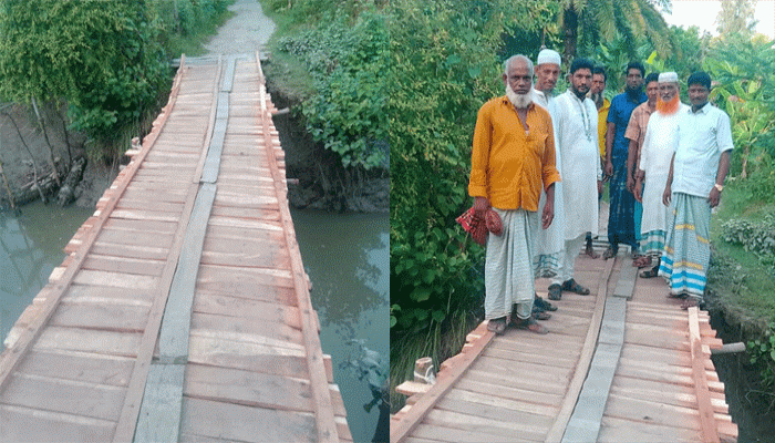 বিএনপি নেতার অর্থায়নে কাঠের সেতু : ৬ হাজার মানুষের দুর্ভোগ লাঘব