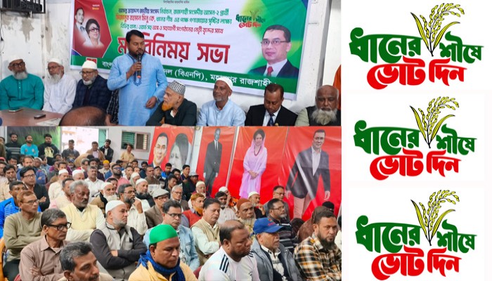 ধানের শীষের পক্ষে গণজোয়ার সৃষ্টির লক্ষ্যে রাজশাহী মহানগর বিএনপির মতবিনিময় সভা