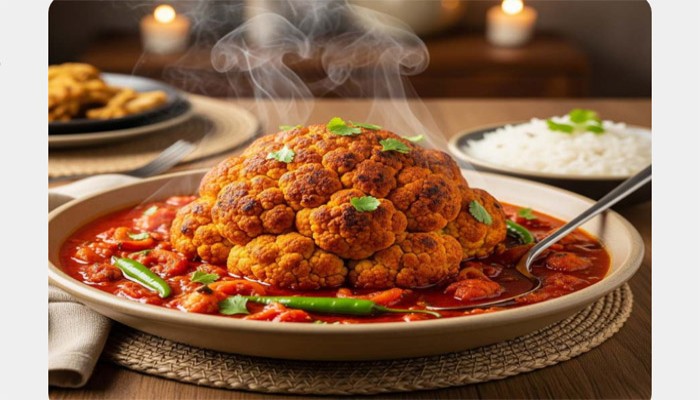 শীতের দুপুরে খাওয়ার টেবিলে শোভা পাক আস্ত ফুলকপির রোস্ট, স্বাদে ও রূপে জমজমাটি রান্নার রেসিপি