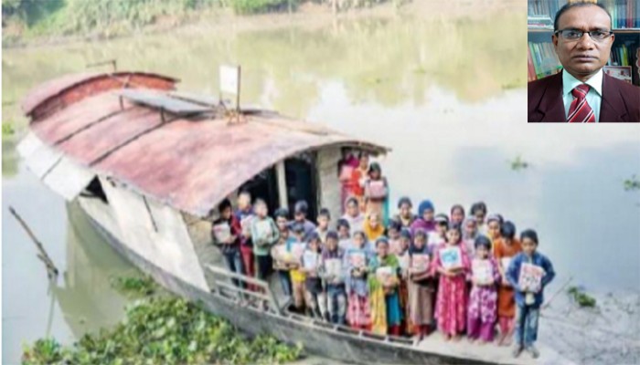 জ্ঞান ও সৃজনশীলতার বাতিঘর চলনবিলের ভাসমান স্কুল