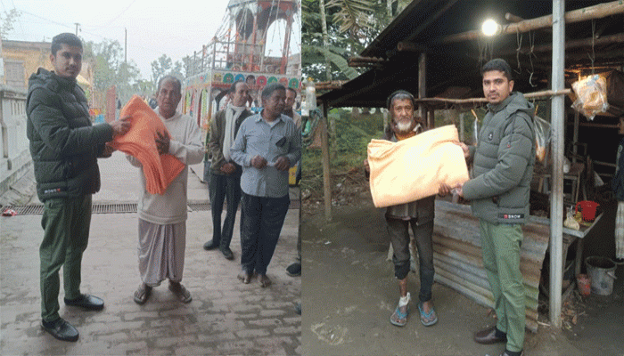 শীতের সকালে অসহায় মানুষের পাশে পুঠিয়ার এসিল্যান্ড শিবু দাস