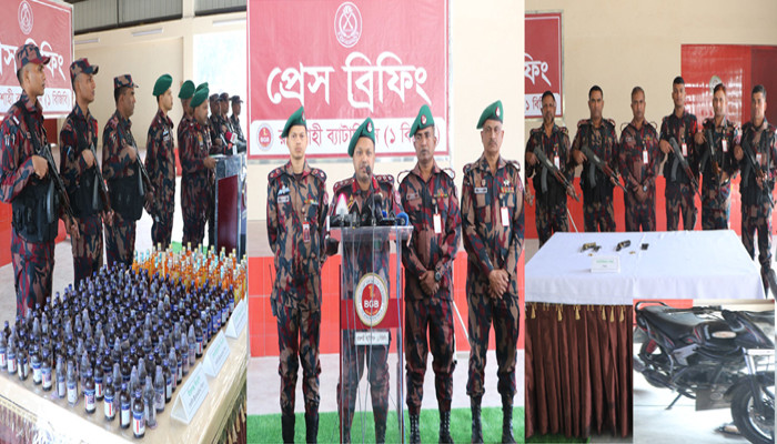 বাঘার রাওথা সীমান্তে বিদেশি অস্ত্র, গোলাবারুদ ও মাদকদ্রব্য জব্দ