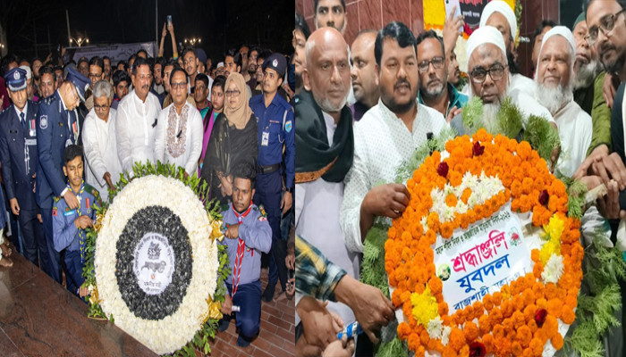 একুশের প্রথম প্রহরে শহীদদের প্রতি রাজশাহীতে শ্রদ্ধা