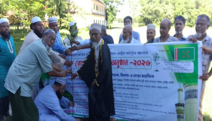 বিশ্বনাথে জাতীয় সুন্নী ওলামা মাশায়েখ পরিষদের বৃক্ষরোপণ ও চারা বিতরণ