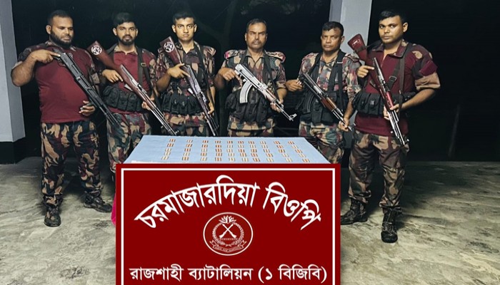 রাজশাহীতে বিজিবির অভিযানে অর্ধশত পিস ভারতীয় ট্যাপেনট্রাডল ট্যাবলেট জব্দ