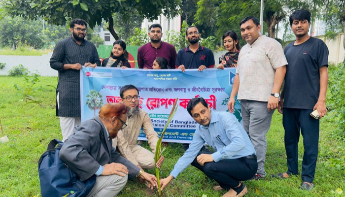 রুয়েটে বজ্রপাত প্রতিরোধে তালগাছের চারা রোপণ