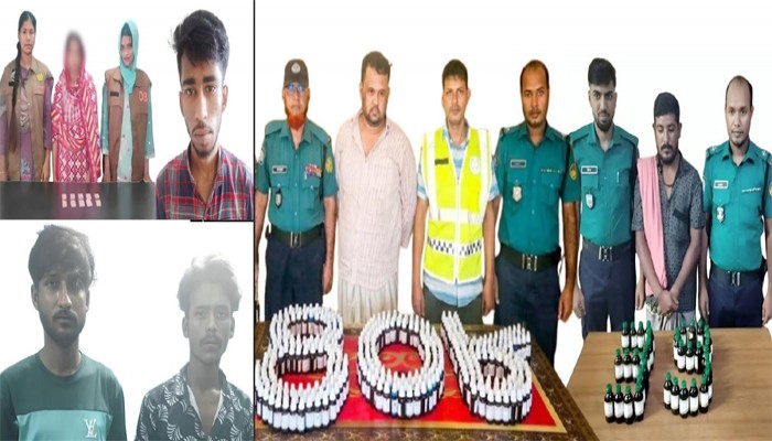 রাজশাহীতে মাদকবিরোধী অভিযানে ৬ ব্যবসায়ী  গ্রেপ্তার, বিপুল অ্যালকোহল জব্দ