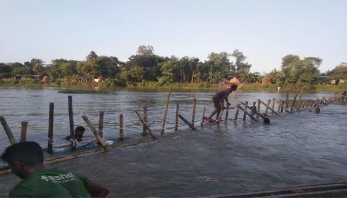 সিংড়ায় ৩টি বাঁশের সৌঁতিজাল অপসারণ